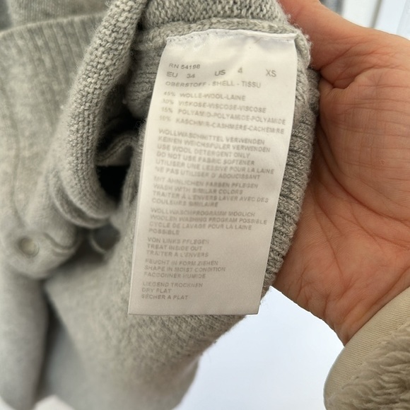 BOGNER Lea Gray & Taupe Wool Cashmere Blend Long Cardigan – Size XS - Picture 9 of 13